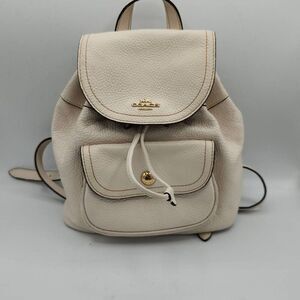 Coach Women's Pennie Backpack 22 Pebble Leather Bag C4121 Chalk Ivory